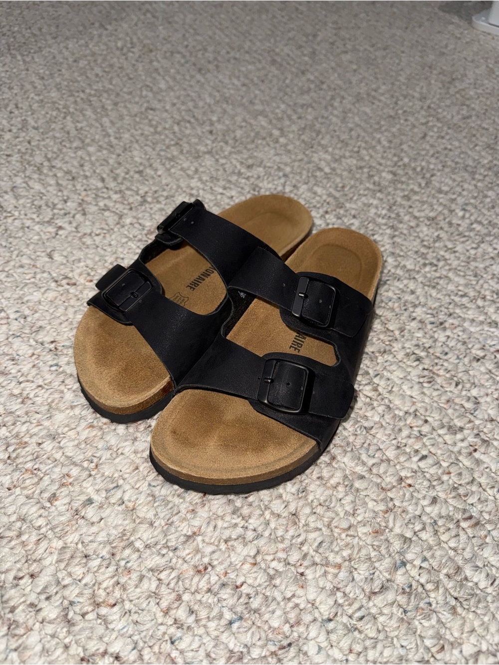 Classic Black Double-Buckle Slide Sandals for Women